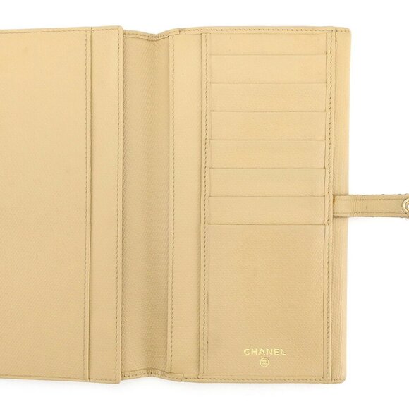 Chanel Purse Coco Button Beige Leather Authentic Used L2619 - Picture 4 of 8